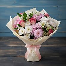 Букет цветов из:  Хризантемы, Альстромерии и Розы в Бирючах