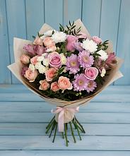 Букет цветов из:  Хризантемы, Розы и Альстромерии в Бирючах