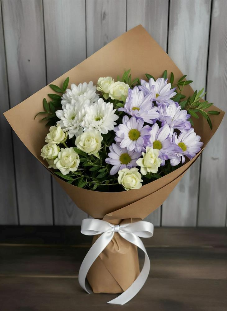 Букет цветов из: Хризантемы и Розы в Бирючах